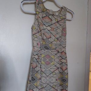 Japona sleeveless 1960s style multi-color geometric sundress XS